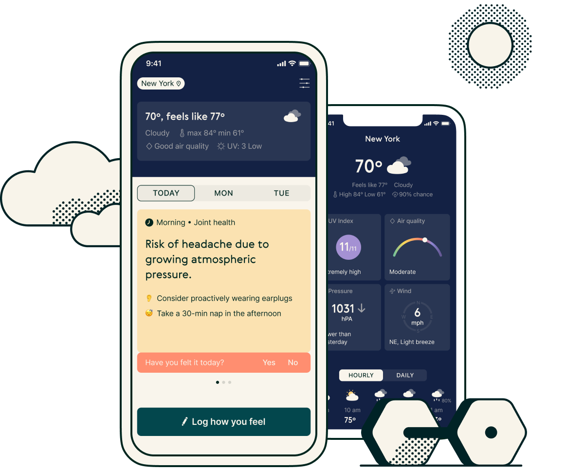 An image of the WeatherWell mobile app